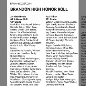 Brandon High - 12th Grade Honor Roll