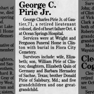 Obituary for George Charles Pirie Jr.