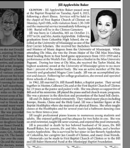 Obituary for Jill Applewhite Baker